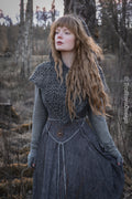 Small handwoven Skjoldehamn hood in gray wool and alpaca.