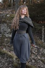 Handwoven twisted capelet in gray wool and alpaca.
