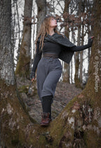 Handwoven twisted capelet in gray wool and alpaca.