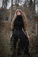 Handwoven triangle scarf in black wool and alpaca made from scrap yarn.