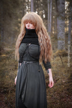 Handwoven simple snood in black wool and alpaca.