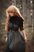 Handwoven simple snood in black wool and alpaca.