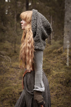 Handwoven hood in gray wool and alpaca.
