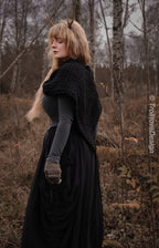 Handwoven twisted capelet in black wool and alpaca.