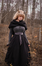 Handwoven twisted capelet in black wool and alpaca.