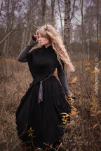 Handwoven twisted capelet in black wool and alpaca.