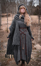 Custom-made extra long hooded shawl in the colors of your choice. Handwoven. Please contact before purchase.