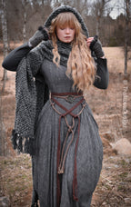 Custom-made extra long hooded shawl in the colors of your choice. Handwoven. Please contact before purchase.