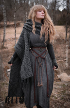 Custom-made extra long hooded shawl in the colors of your choice. Handwoven. Please contact before purchase.