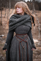 Custom-made extra long hooded shawl in the colors of your choice. Handwoven. Please contact before purchase.