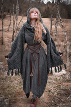 Custom-made extra long hooded shawl in the colors of your choice. Handwoven. Please contact before purchase.