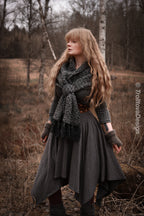 Big handwoven rectangular shawl in gray wool and alpaca.