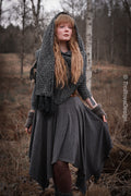 Big handwoven rectangular shawl in gray wool and alpaca.