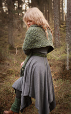 Big handwoven rectangular shawl in forest green wool and alpaca.