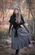Big Skjoldehamn inspired hood in black wool and alpaca. Handwoven.