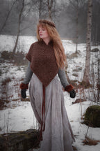 Handwoven twisted capelet in brown wool and alpaca.