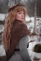 Handwoven twisted capelet in brown wool and alpaca.
