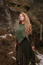 Handwoven twisted capelet in forest green wool and alpaca.
