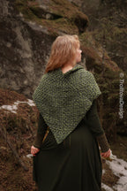 Handwoven twisted capelet in forest green wool and alpaca.