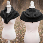 Handwoven simple snood in black wool and alpaca.