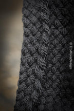 Handwoven hood in black wool and alpaca.