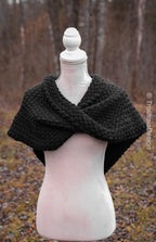 Handwoven twisted capelet in black wool and alpaca.