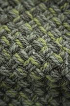 Small handwoven Skjoldehamn inspired hood in forest green wool and alpaca.