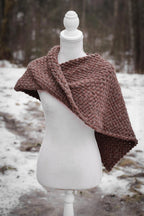 Handwoven twisted capelet in brown wool and alpaca.