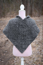 Handwoven twisted capelet in gray wool and alpaca.