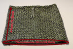 Handwoven snood in brown wool and alpaca with drawstring.