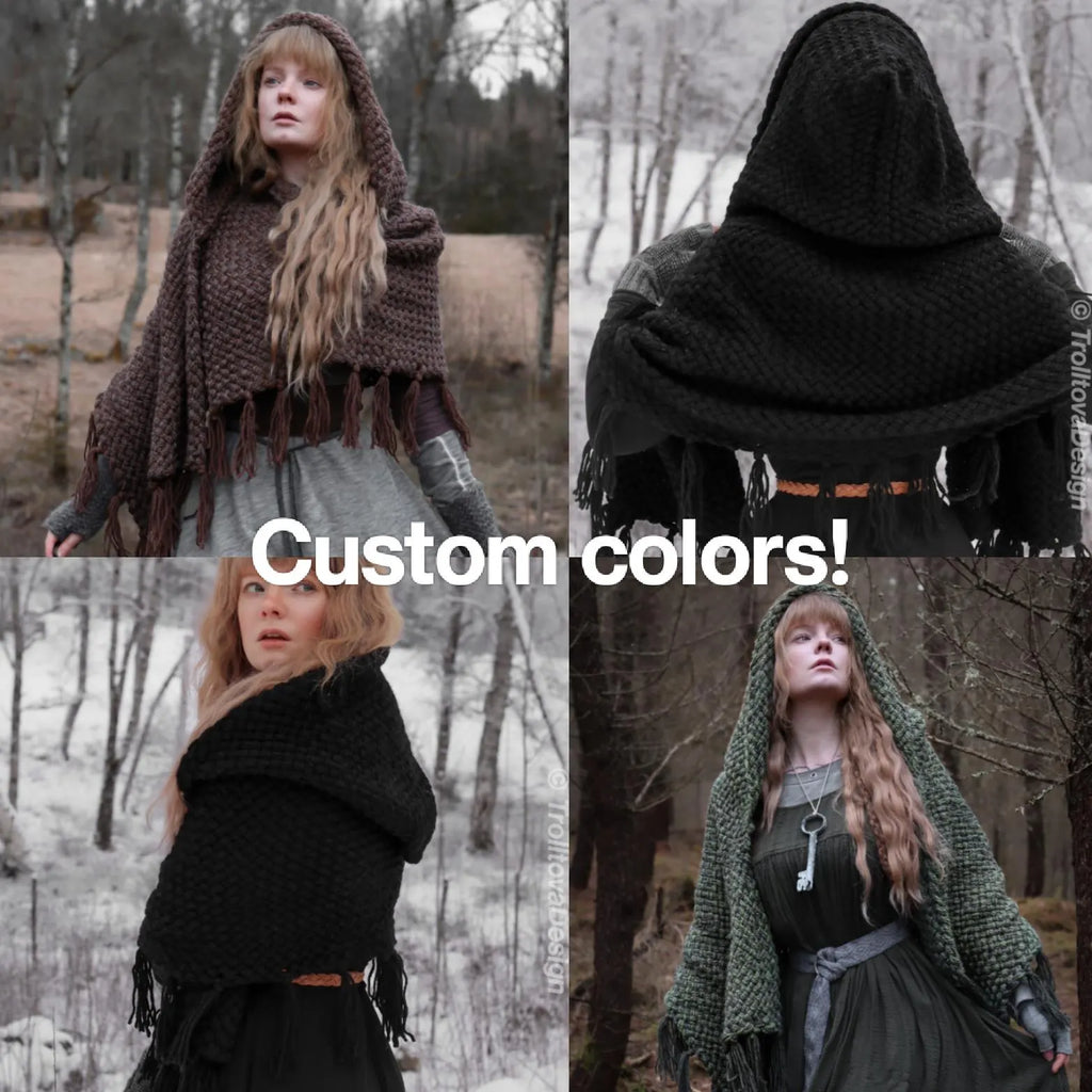 Custom-made hooded shawl in the colors of your choice. Handwoven. Please contact before purchase.