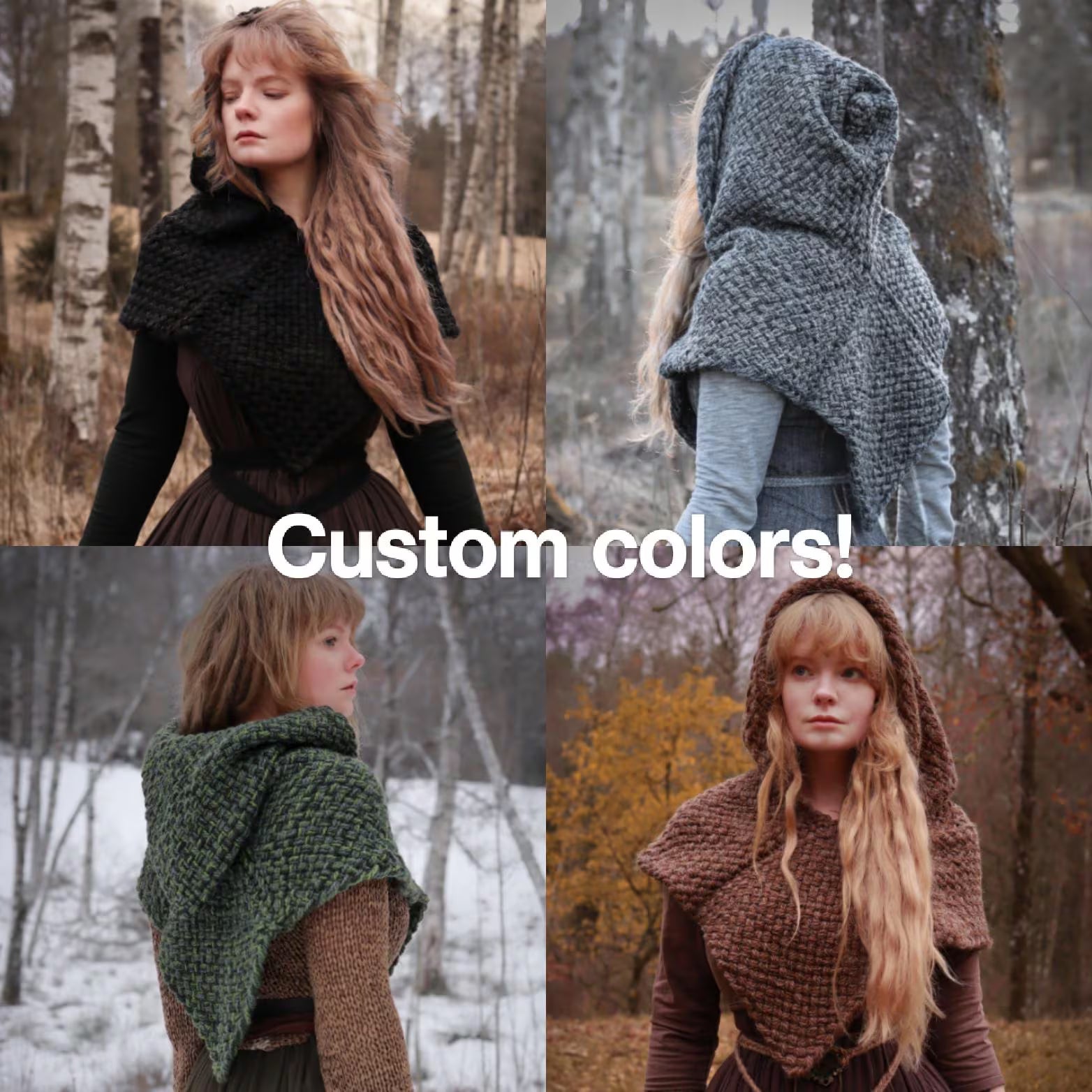 Custom-made small Skjoldehamn hood in the colors of your choice. Handwoven. Please contact before purchase.