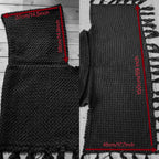 Handwoven hooded shawl in forest green wool and alpaca.
