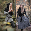 Big Skjoldehamn inspired hood in black wool and alpaca. Handwoven.