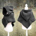 Big Skjoldehamn inspired hood in black wool and alpaca. Handwoven.
