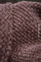 Big handwoven Skjoldehamn inspired hood in brown wool and alpaca.
