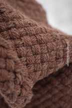 Handwoven hood in brown wool and alpaca.