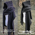 Custom-made extra long hooded shawl in the colors of your choice. Handwoven. Please contact before purchase.