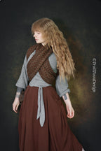 Handwoven extra long snood in brown wool and alpaca.