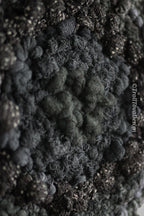 One of a kind handmade textile wall art in gray and black.