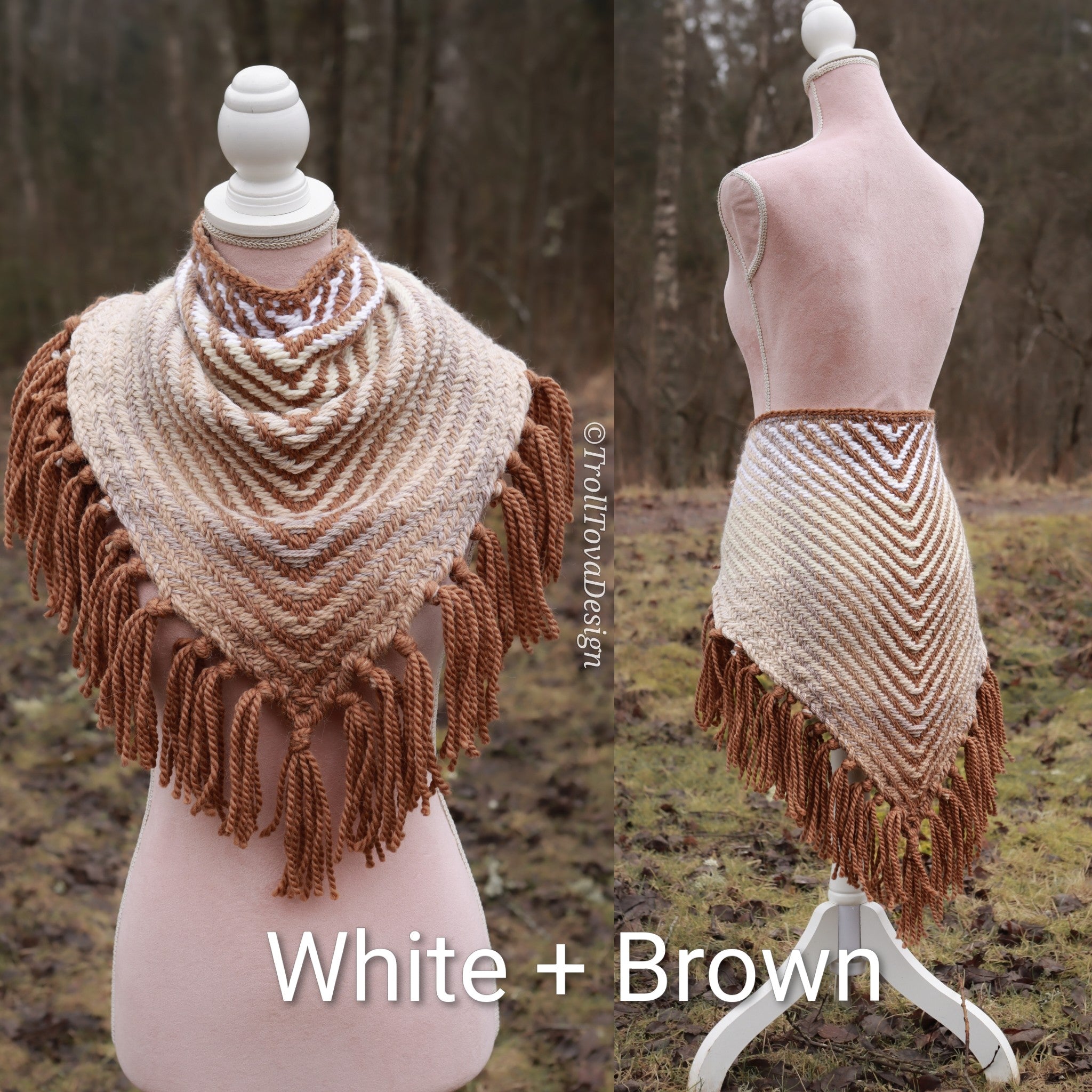 Custom-made handwoven triangle scrap yarn shawl in gradient colors. Please contact before purchase.