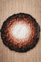 One of a kind handmade textile wall art in white, brown and black.