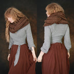 Handwoven extra long snood in brown wool and alpaca.