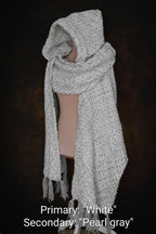 Custom-made extra long hooded shawl in the colors of your choice. Handwoven. Please contact before purchase.