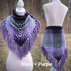 Custom-made handwoven triangle scrap yarn shawl in gradient colors. Please contact before purchase.