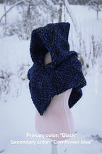 Custom-made small Skjoldehamn hood in the colors of your choice. Handwoven. Please contact before purchase.
