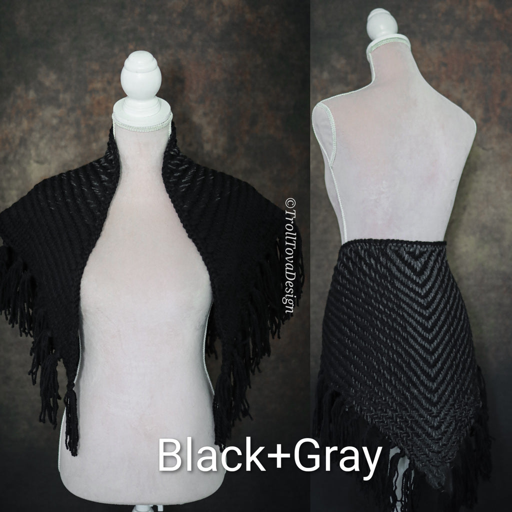 Custom-made handwoven triangle scrap yarn shawl in gradient colors. Please contact before purchase.