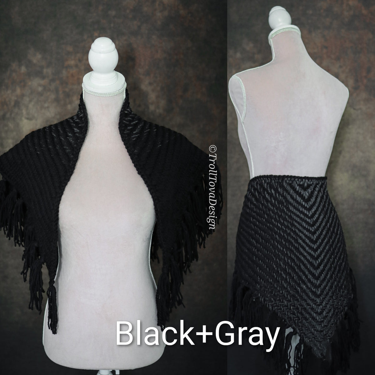 Custom-made handwoven triangle scrap yarn shawl in gradient colors. Please contact before purchase.