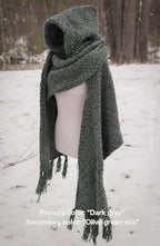 Custom-made extra long hooded shawl in the colors of your choice. Handwoven. Please contact before purchase.