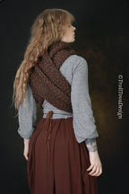 Handwoven extra long snood in brown wool and alpaca.